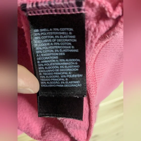 The North Face Youth Junior S/P 7/8 Girls Pink Hooded Sweatshirt Pullover Pocket - Picture 7 of 8